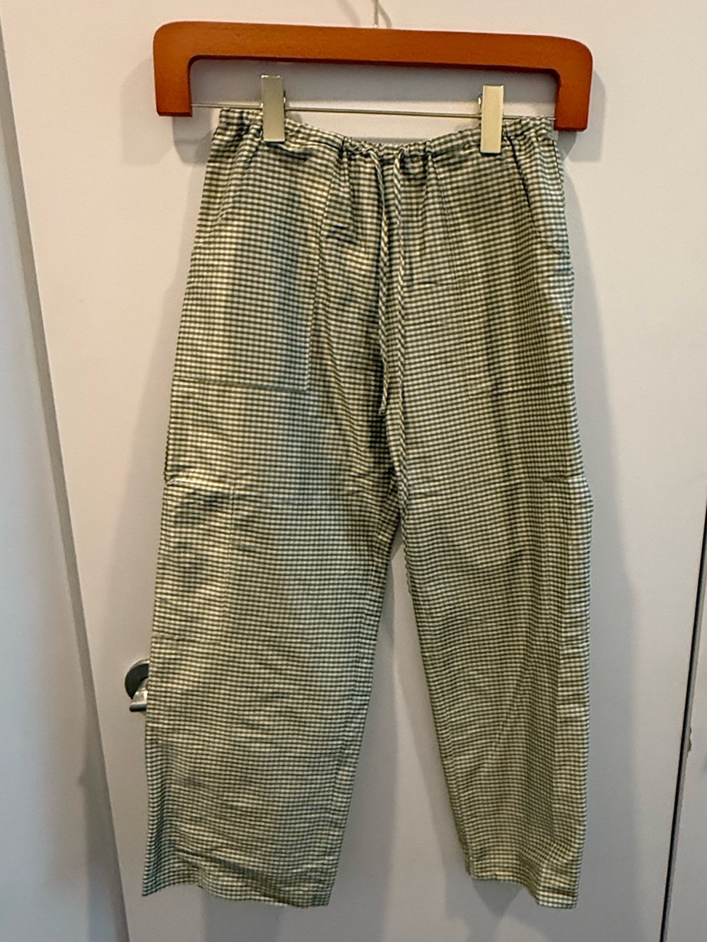Donni taffeta gingham pants green size xs